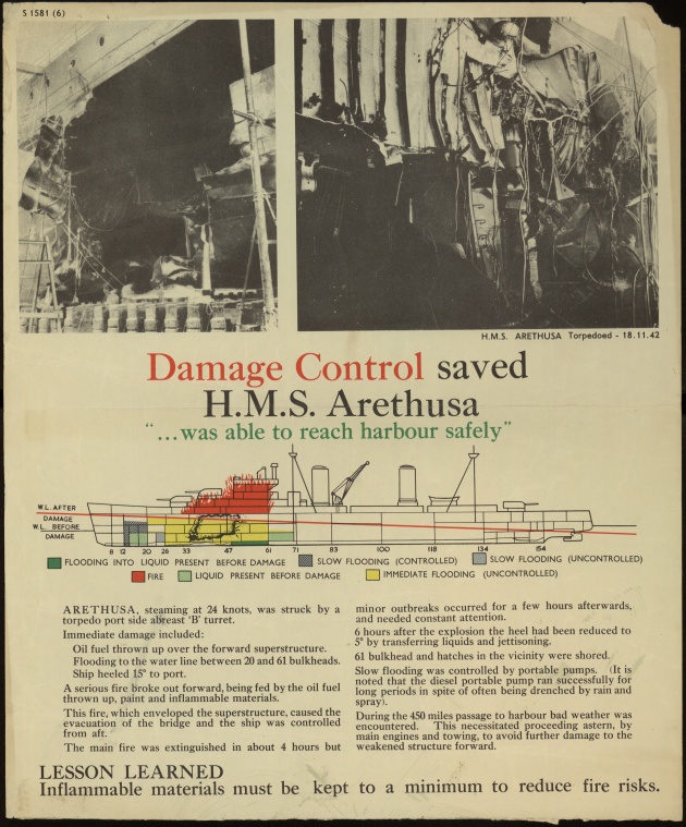 HMS Arethusa damage control poster S 1581 (6).